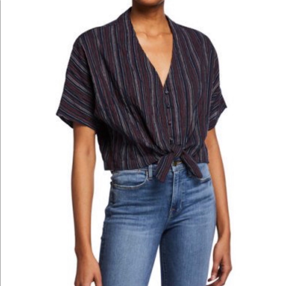 Moon river maroon stripped crop top
